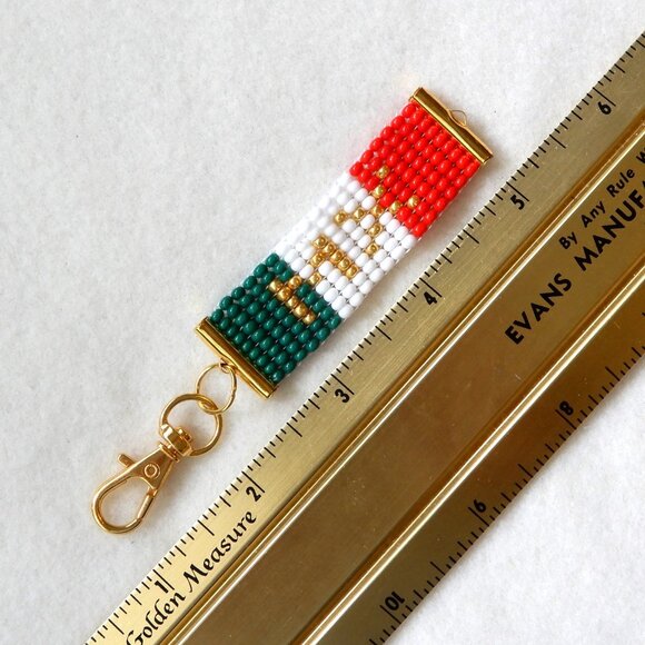 Mexico Mexican flag bead keychain, handmade, seed beads - Picture 4 of 4